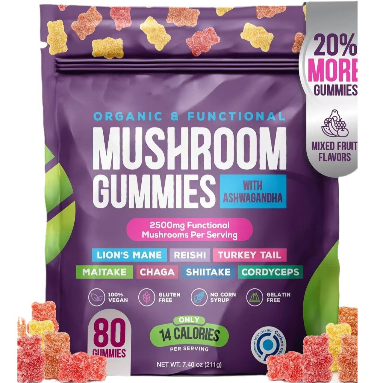 Mushroom + Ashwagandha Mind & Body Gummies