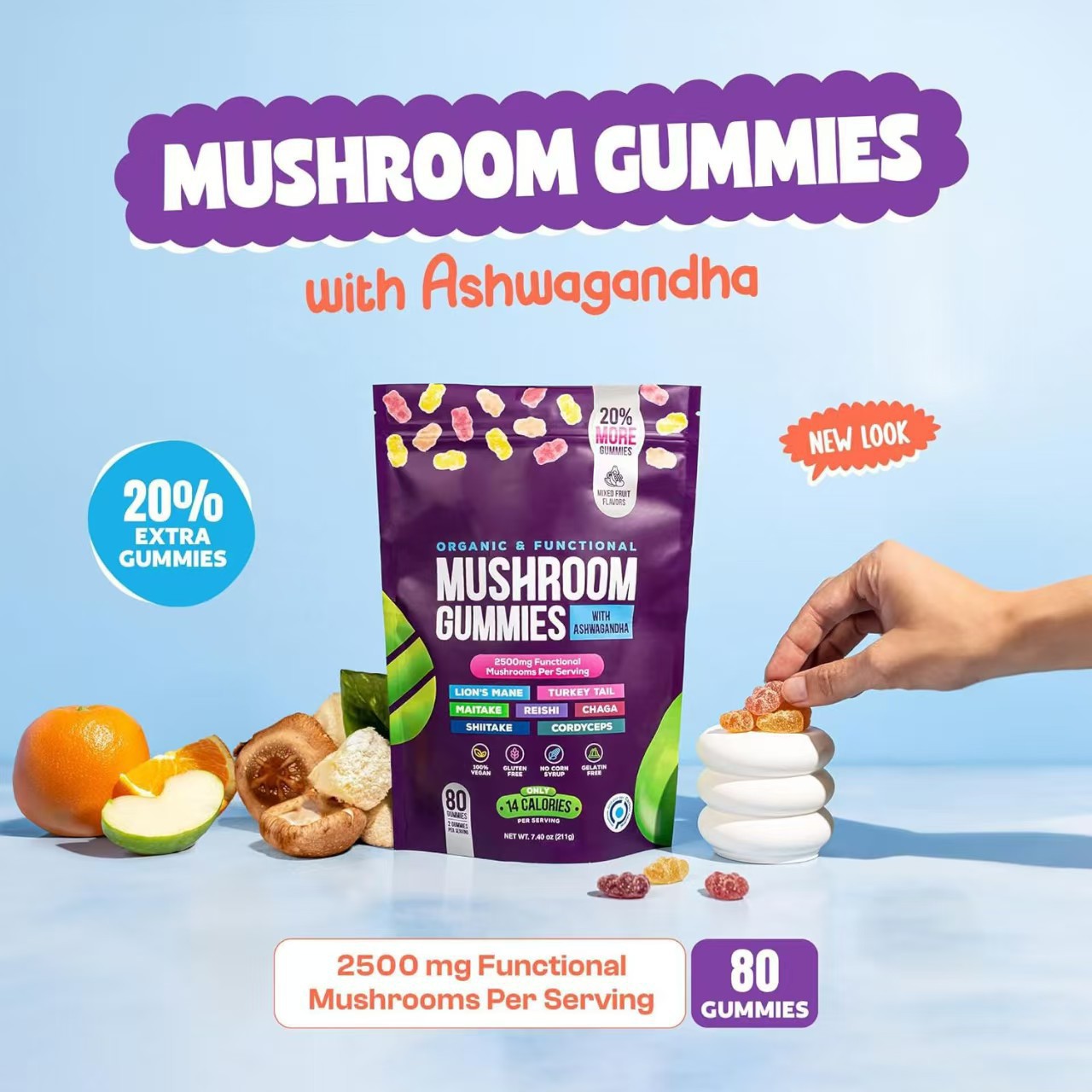 Mushroom + Ashwagandha Mind & Body Gummies