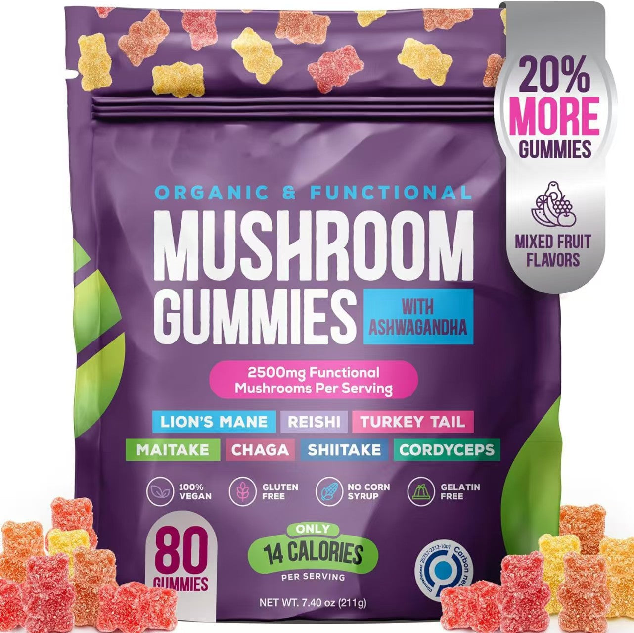 Mushroom + Ashwagandha Mind & Body Gummies
